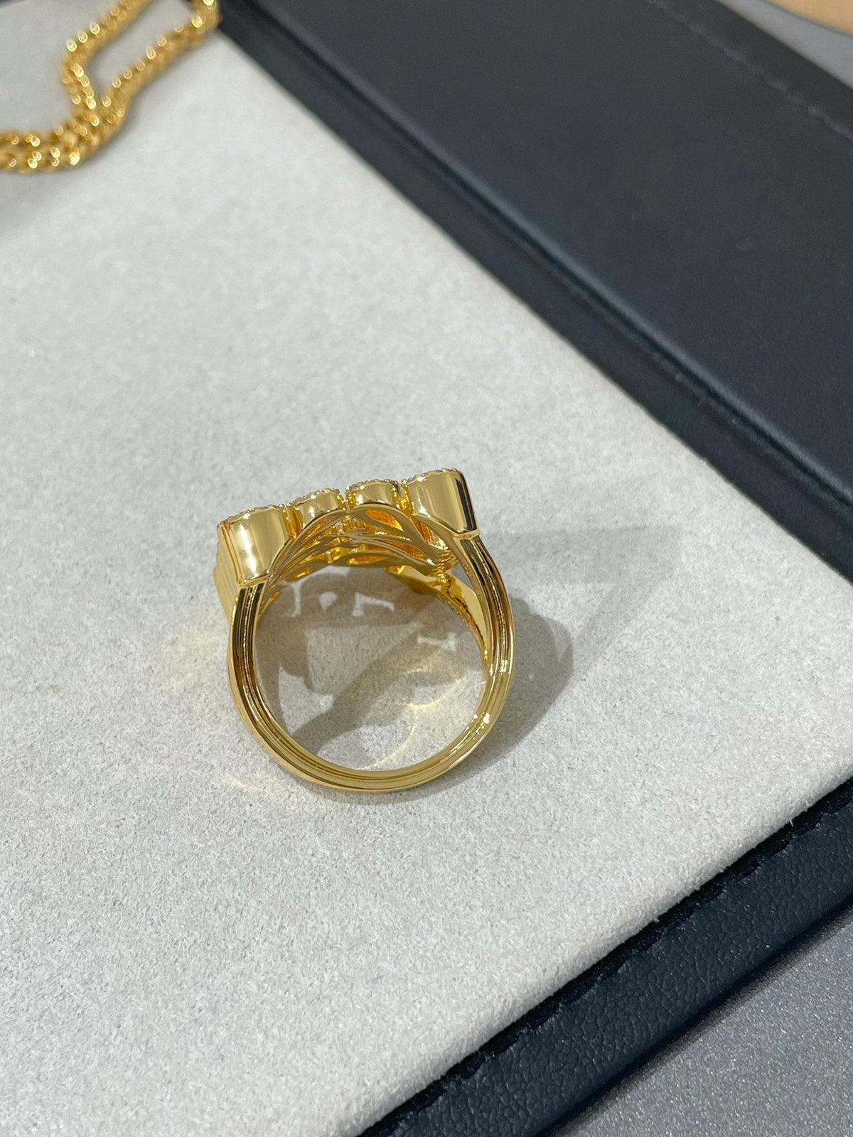 Dior Annagram Cubic Zirconia Paved Gold Ring
