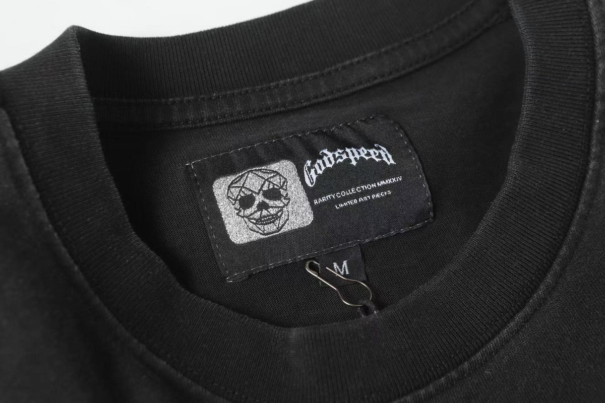 Godspeed Fortuna Astronaut Graphic T-Shirt - Black — neck_label