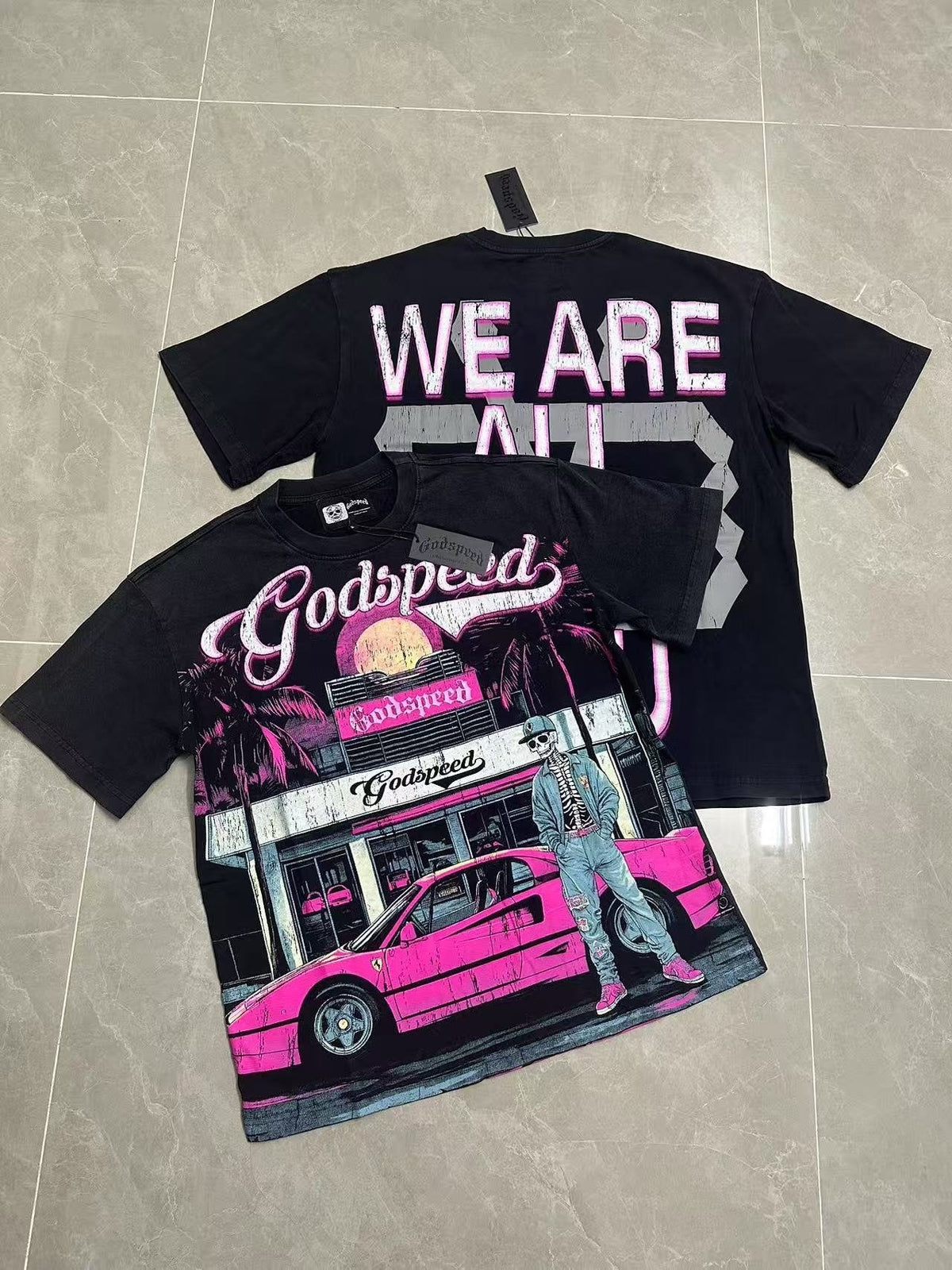Godspeed Washed Black Rock Graphic T-Shirt — context