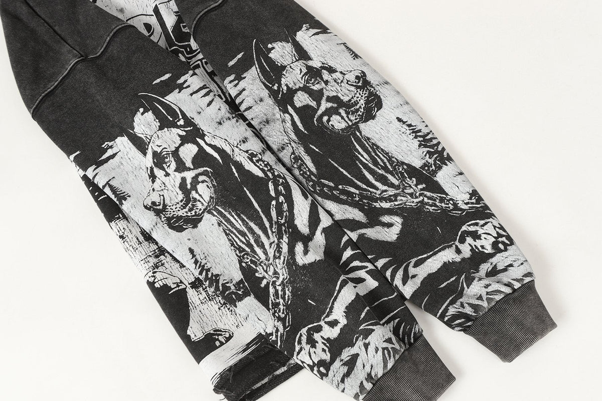Godspeed Dog & City Graphic Raw-Hem Hoodie — detail