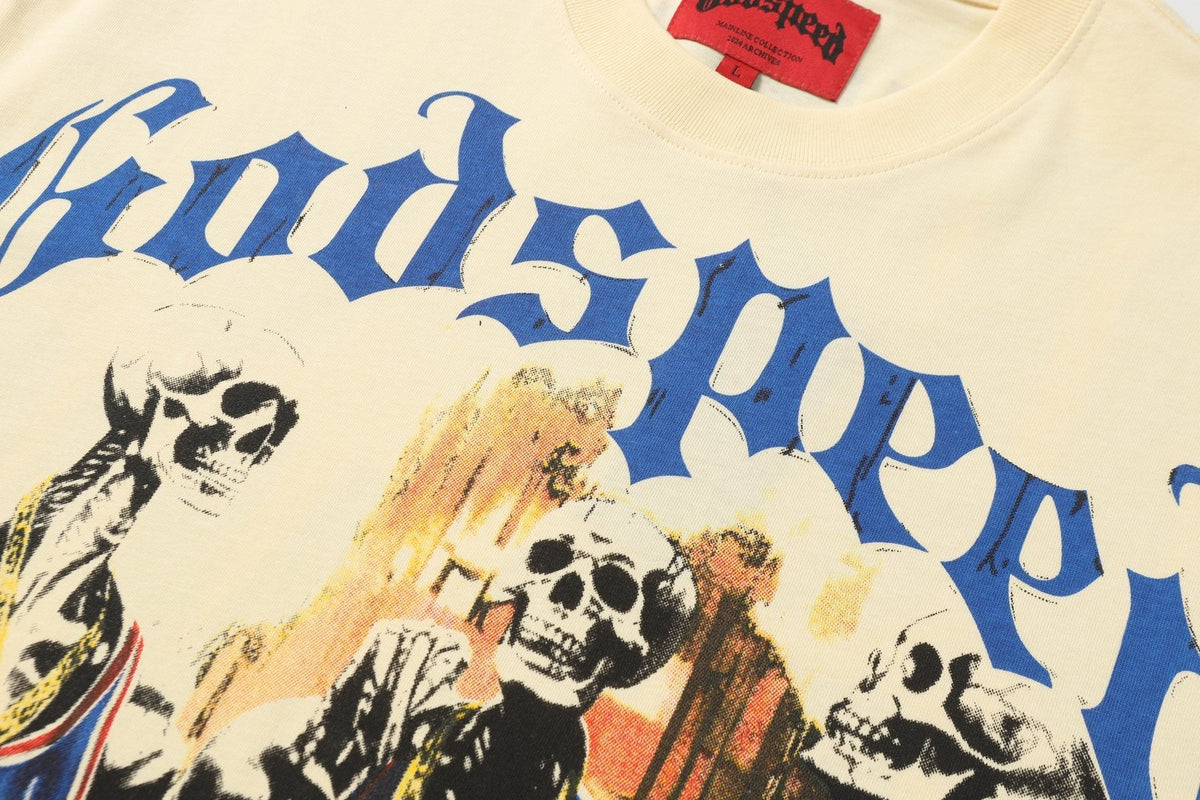 Godspeed Basketball Skeleton Graphic T-Shirt — detail