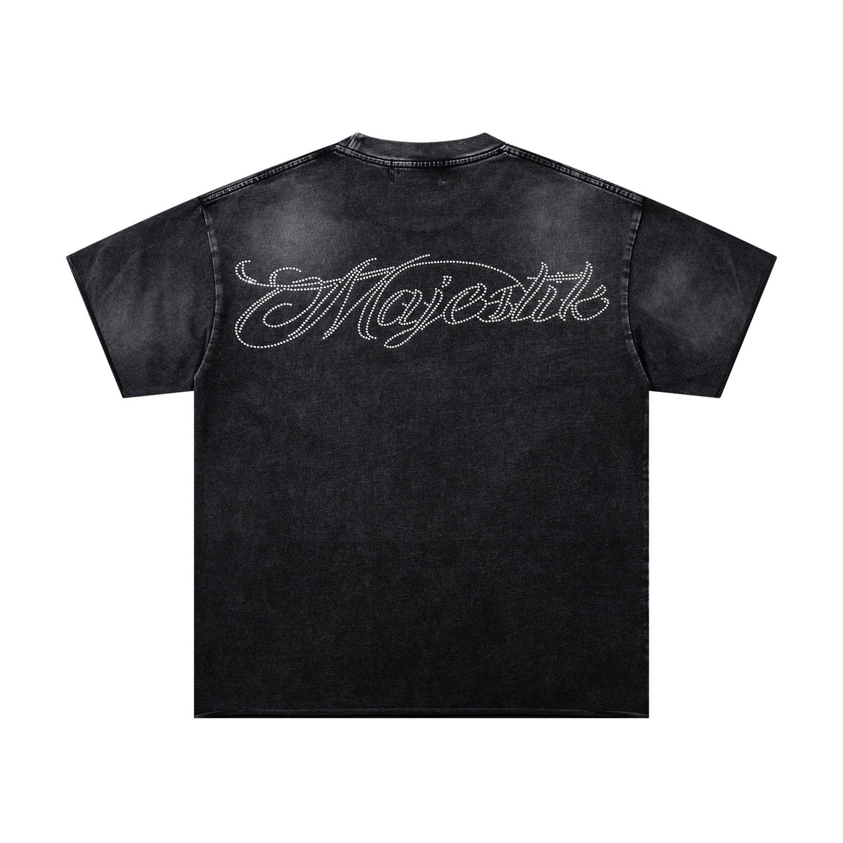 MAJESTIK Washed Black Astronaut Rose Graphic T-Shirt — back