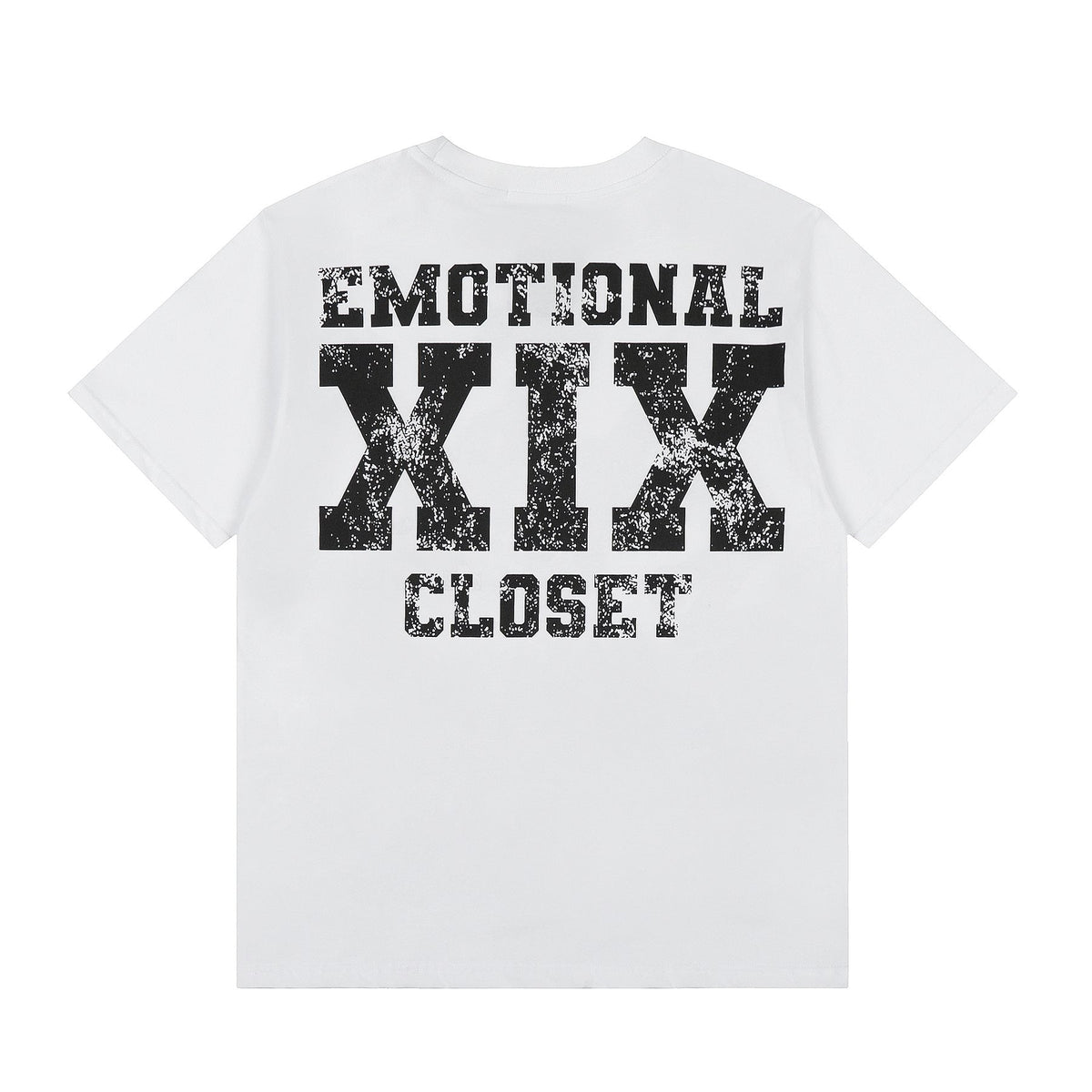 MIXED EMOTION Distressed Skull Graphic T-Shirt — back