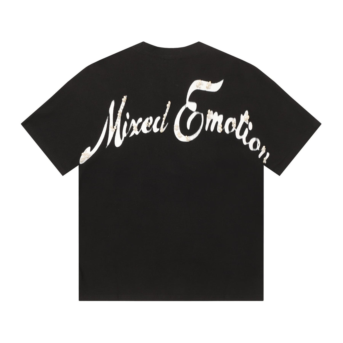 MIXED EMOTION Pearl Script Graphic T-Shirt — back