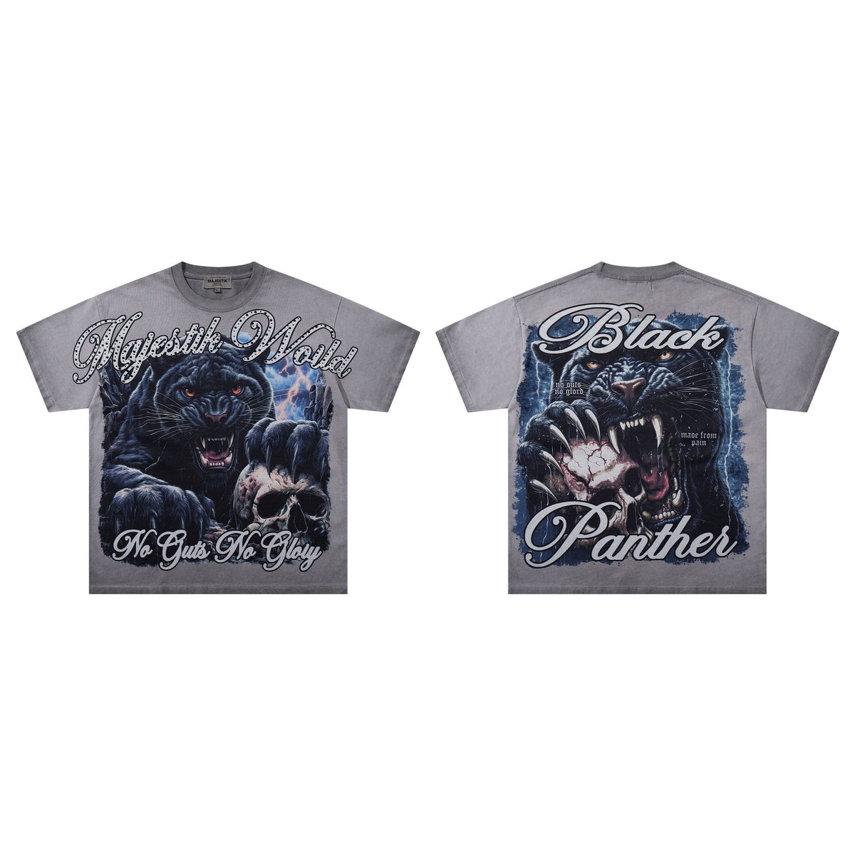 MAJESTIK Panther Skull Graphic T-Shirt — context