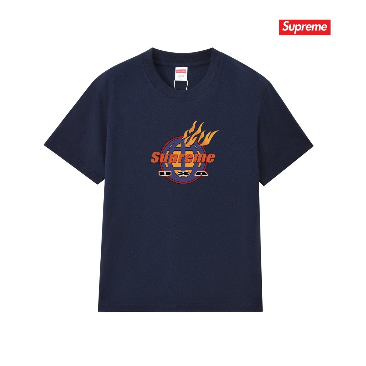 Supreme Flame Globe Graphic Short-Sleeve T-Shirt — front