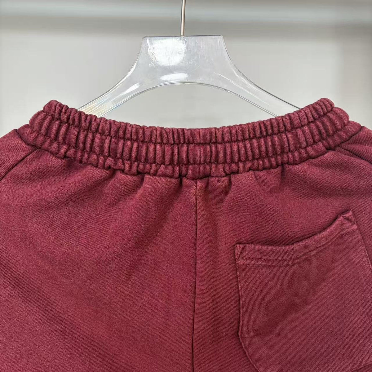 Godspeed Burgundy Side-Letter Graphic Shorts — detail