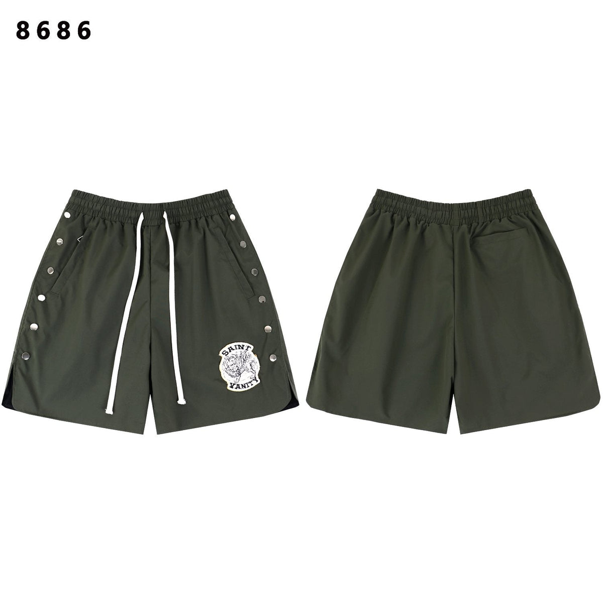 SAINT Vanity Embroidered Patch Shorts — front
