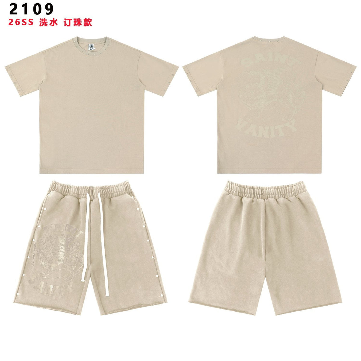 SAINT Vanity Washed Graphic Short-Sleeve Set — front