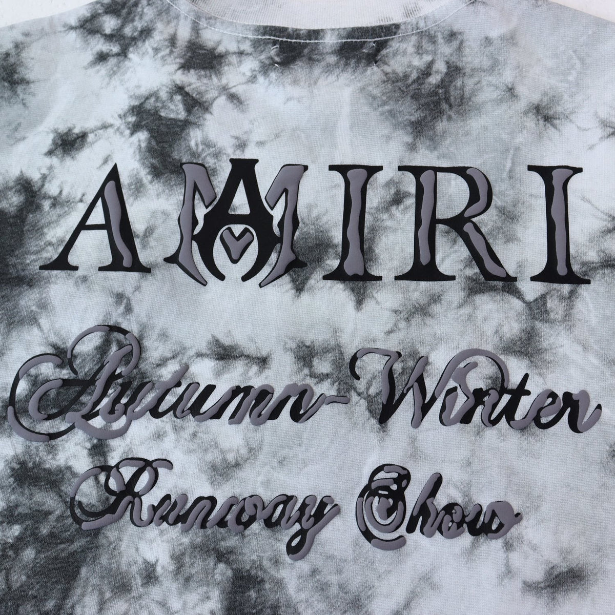 AMIRI Gray Tie-Dye Graphic T-Shirt — detail