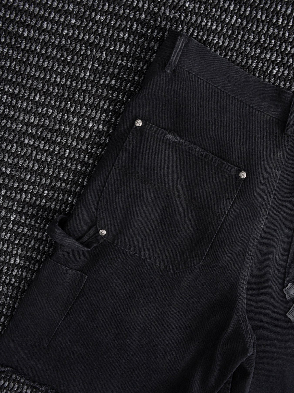 Chrome Hearts Black Graphic Appliqué Denim Cargo Shorts — detail