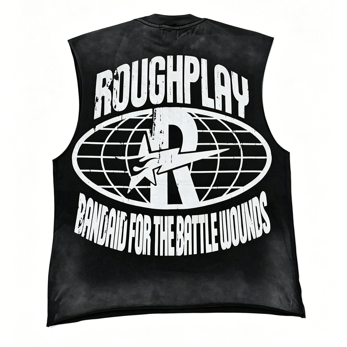 Rough Play Warning Globe Graphic Sleeveless T-Shirt — back
