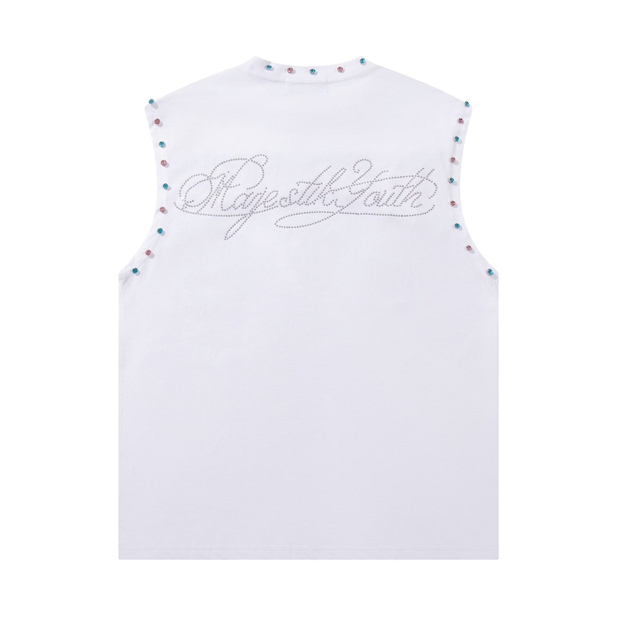 MAJESTIK Horse Rider Rhinestone Sleeveless T-Shirt — back