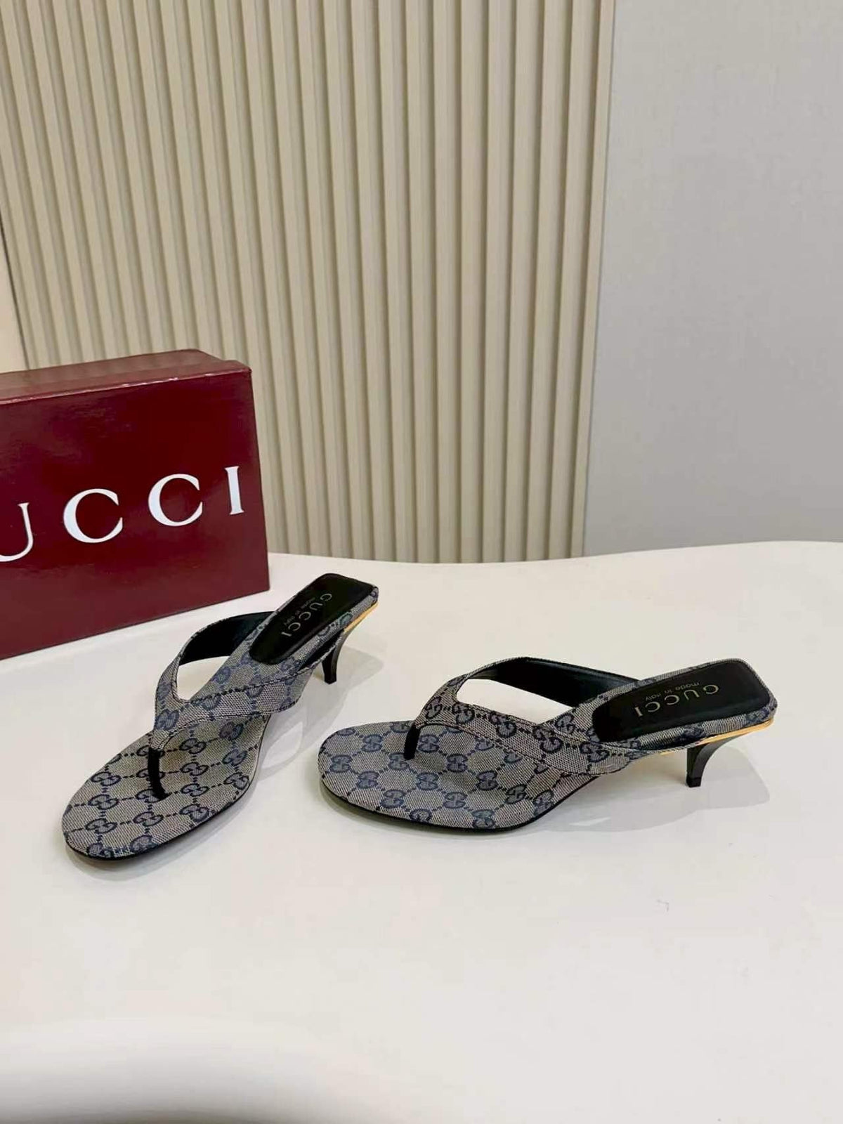 Gucci Monogram Low-Heeled Slingback Sandals — side