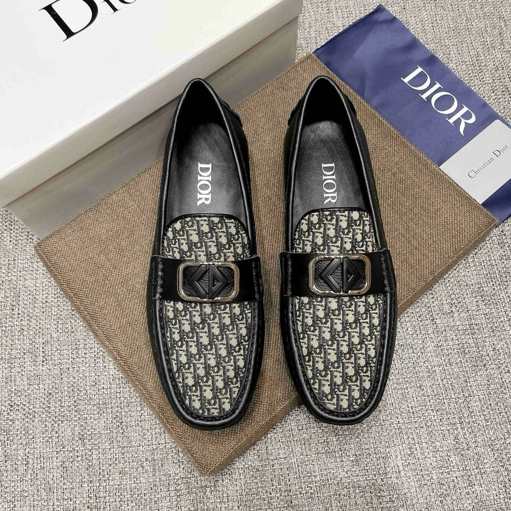 Dior Gray Patterned Loafers — front