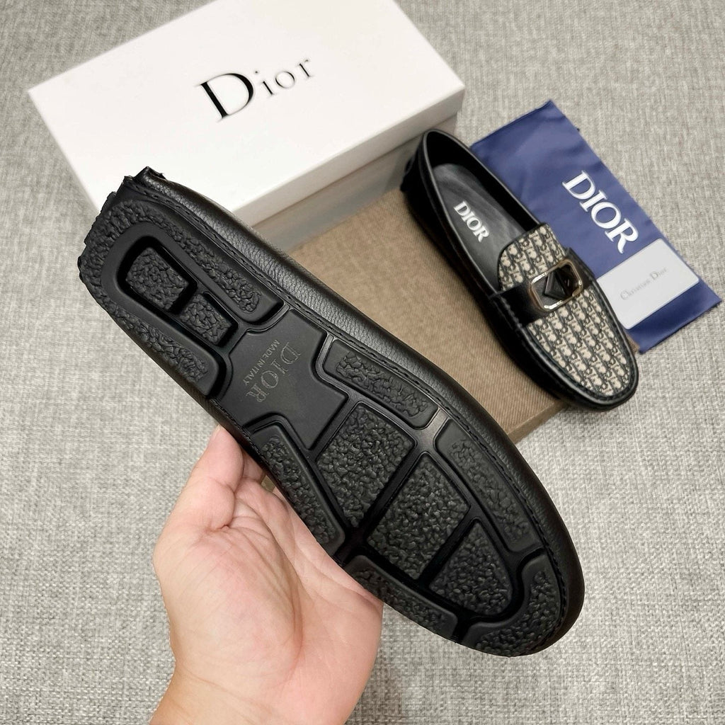 Dior Gray Patterned Loafers — side