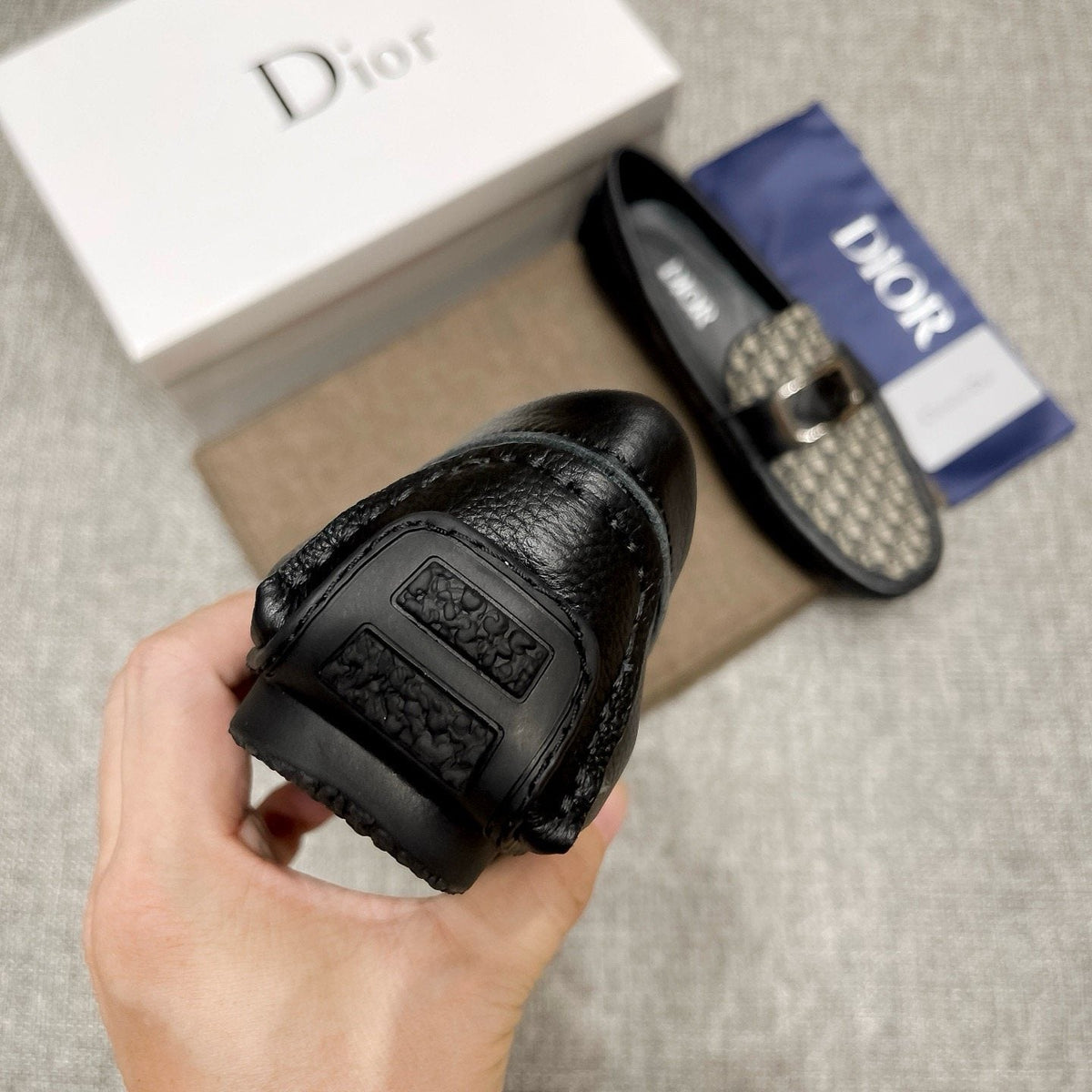 Dior Gray Patterned Loafers — detail