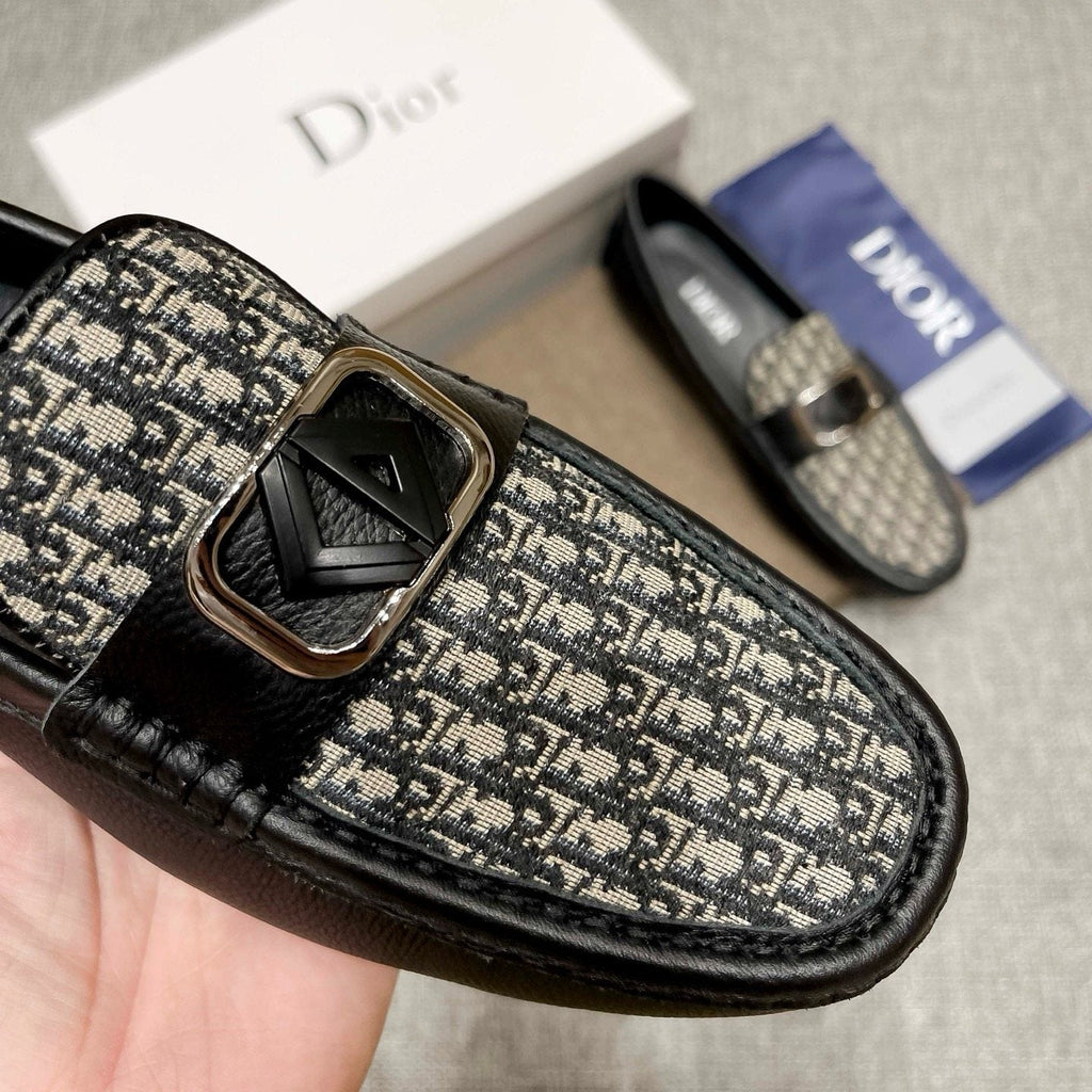 Dior Gray Patterned Loafers — detail
