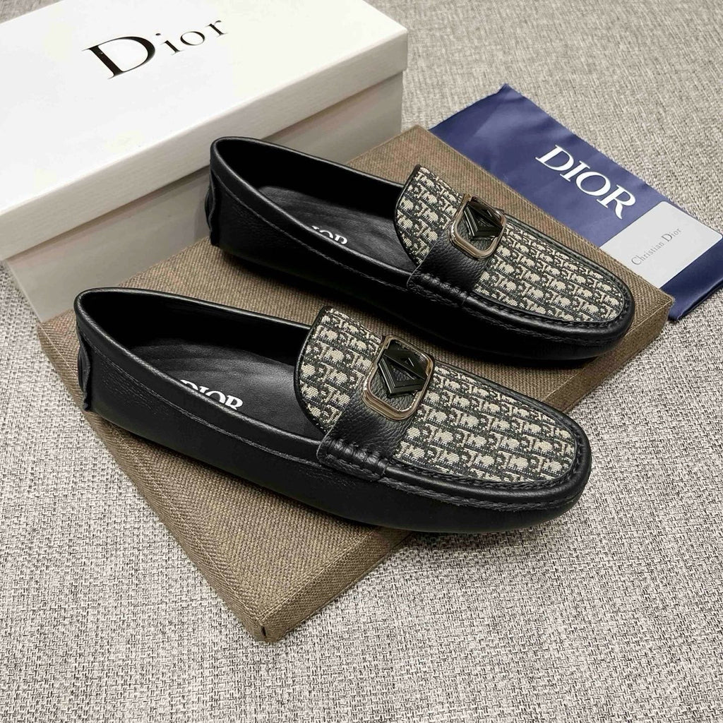 Dior Gray Patterned Loafers — front