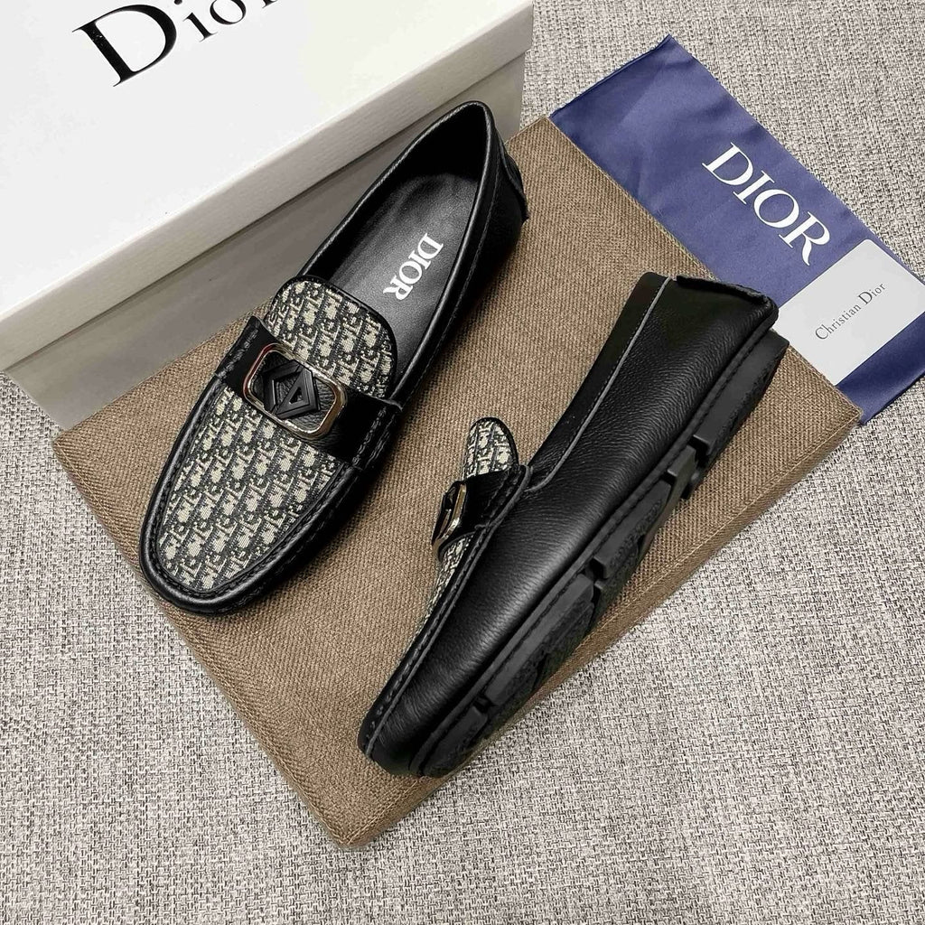 Dior Gray Patterned Loafers — side
