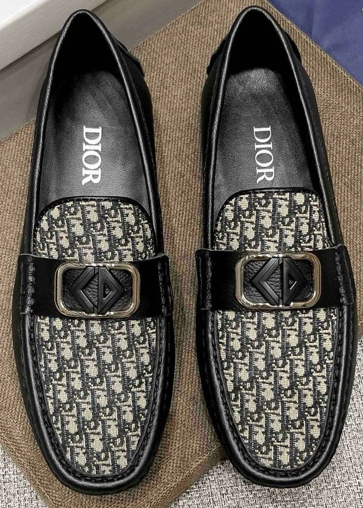 Dior Gray Patterned Loafers — hero