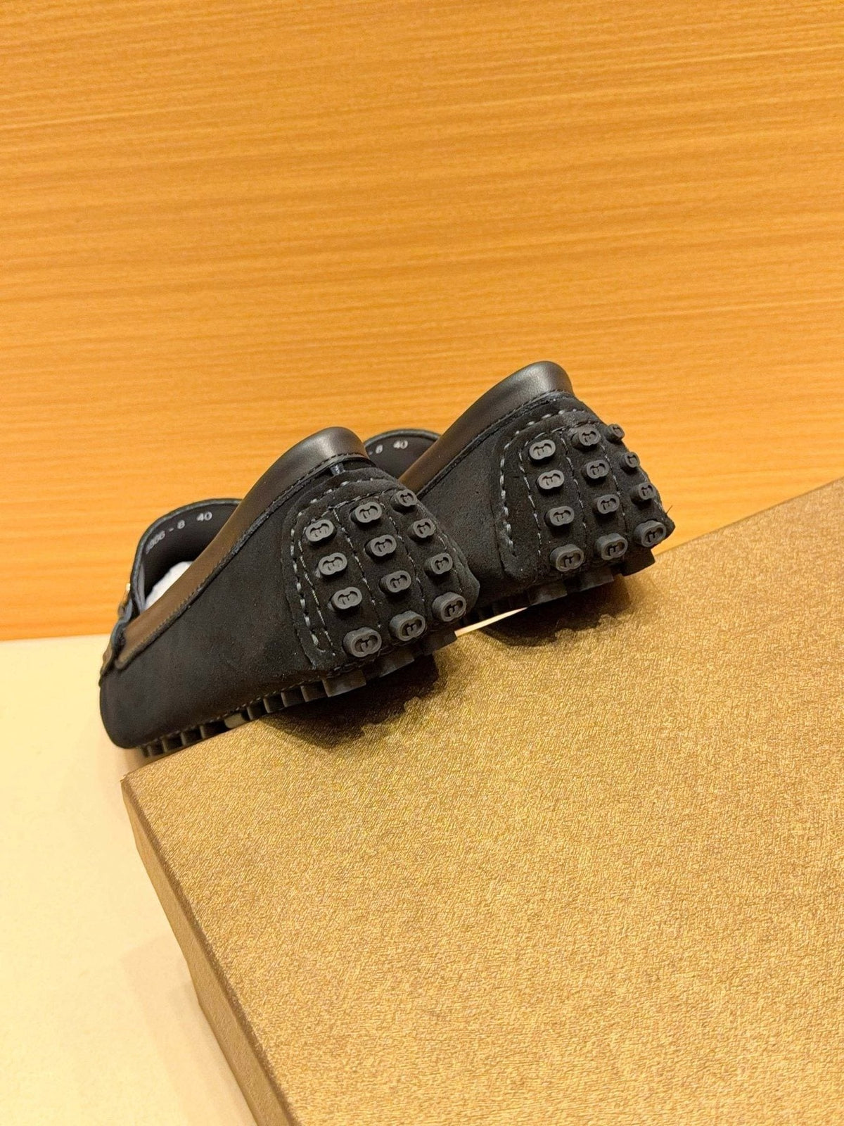 Black Web Stripe Bit Loafers — back