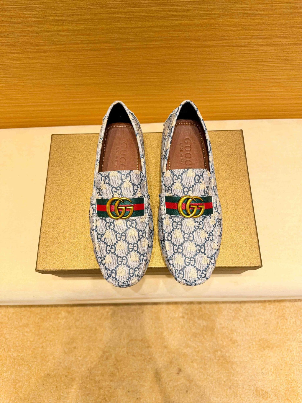 Gucci Monogram Stripe Slip-On Loafers — hero