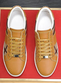 Burberry Tan Plaid Low-Top Sneakers — hero