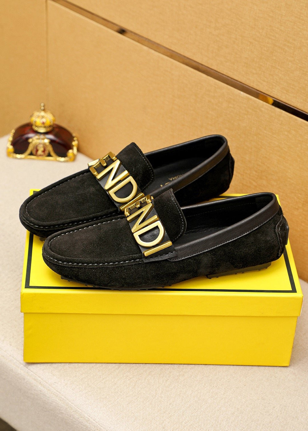 Fendi Black Logo Hardware Slip-On Loafers — front