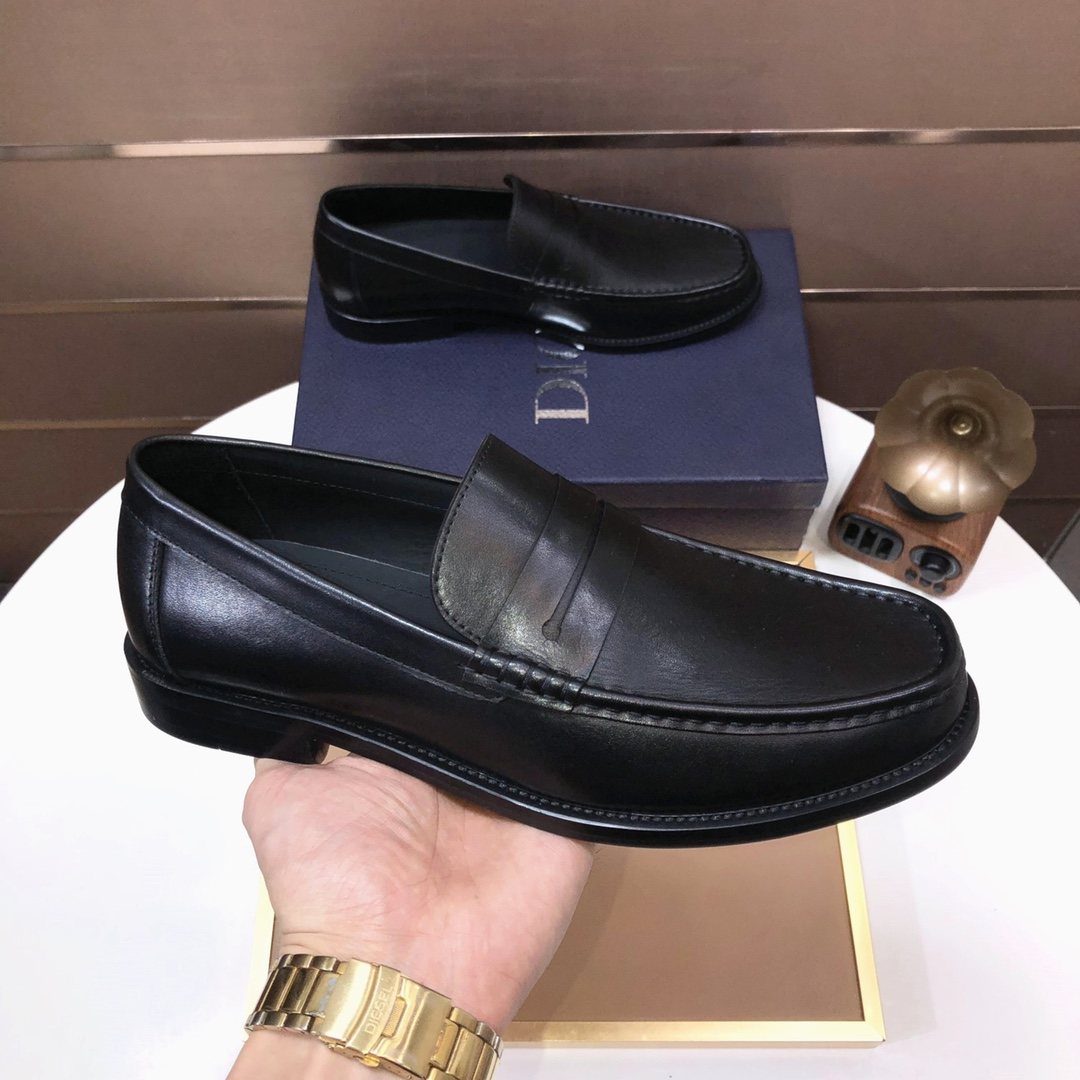 Dior Black Penny Loafers — side