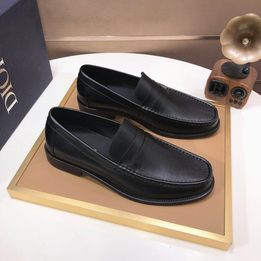 Dior Black Penny Loafers — front