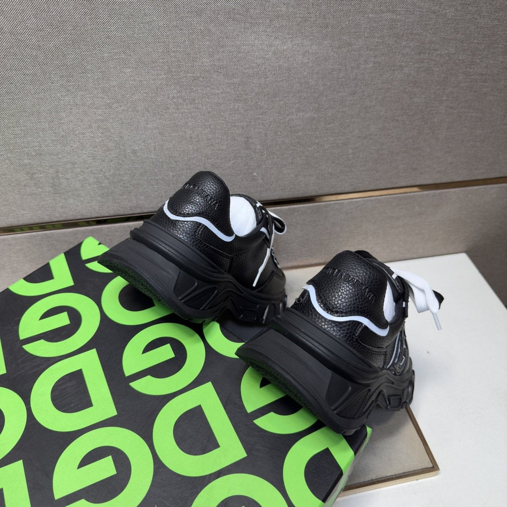 Black Mixed-Material Low-Top Sneakers — back