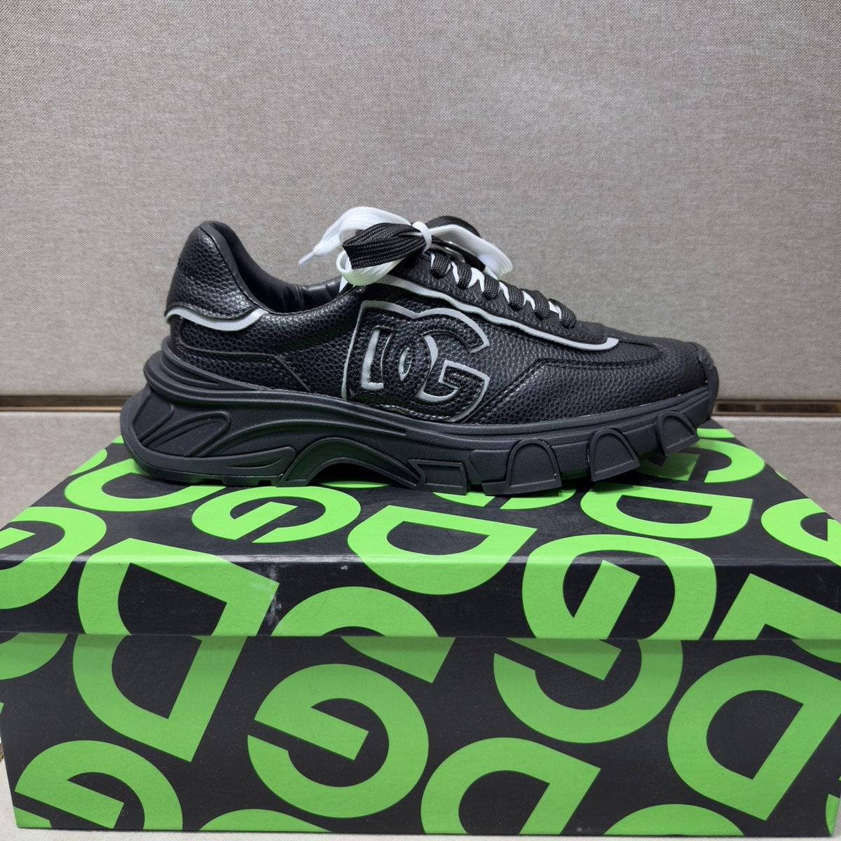 Black Mixed-Material Low-Top Sneakers — side