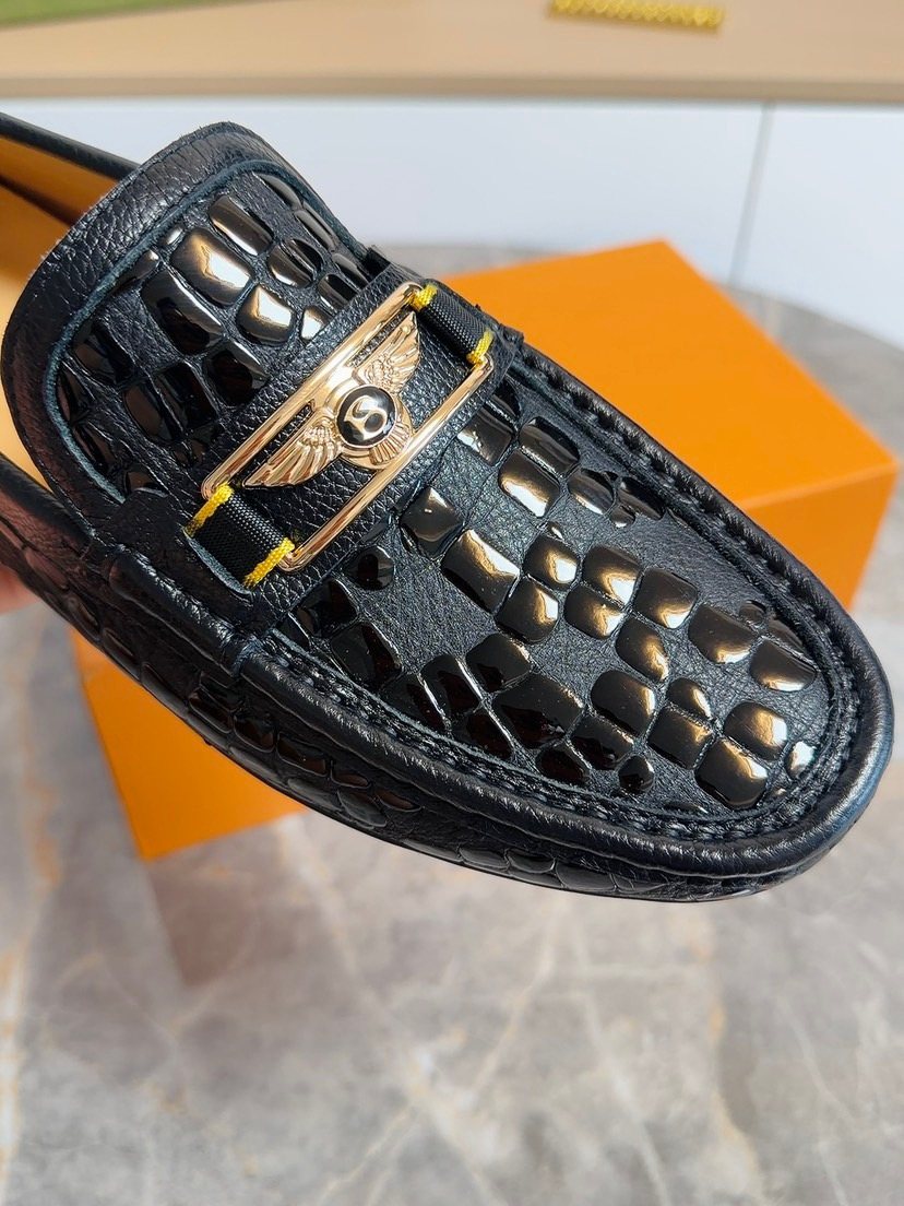 Black Embossed Buckle Loafers — detail