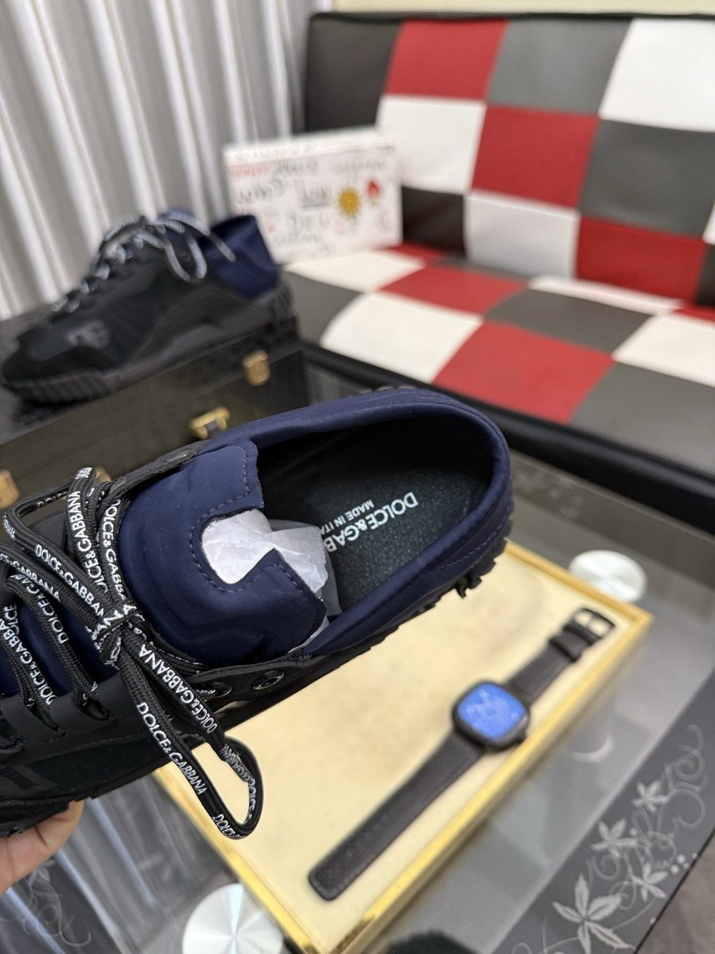 Dolce & Gabbana Black and Navy Low-Top Sneakers — detail