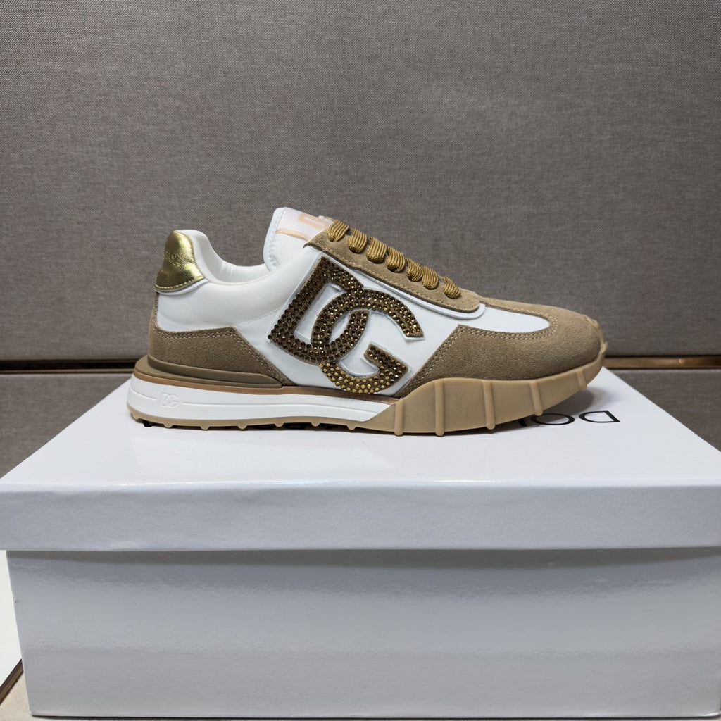 Dolce & Gabbana White Tan Monogram Sneakers — hero