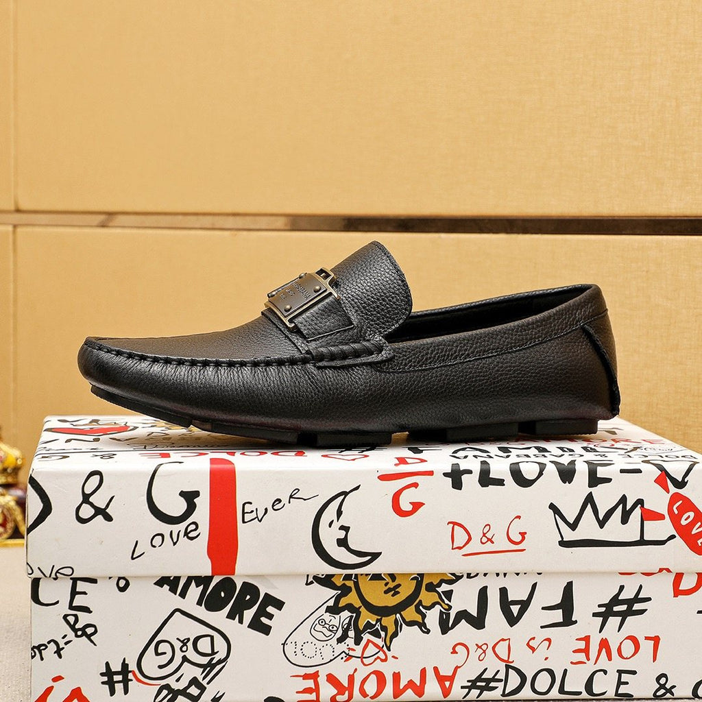 Dolce & Gabbana Black Buckle Loafers — side