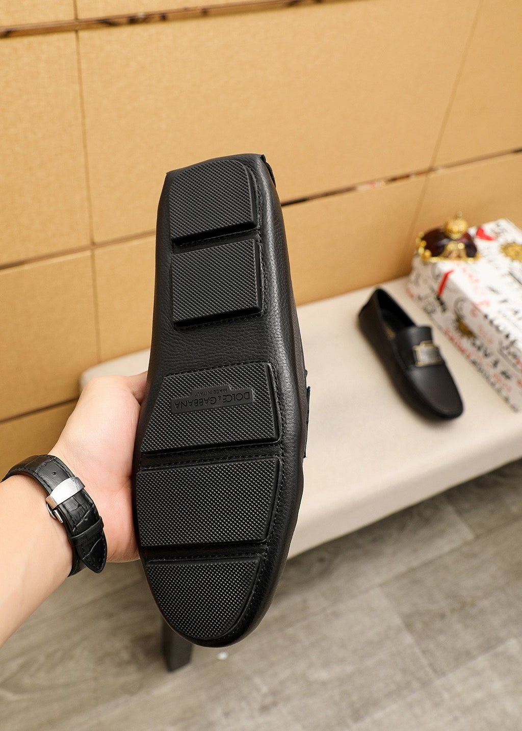 Dolce & Gabbana Black Buckle Loafers — detail