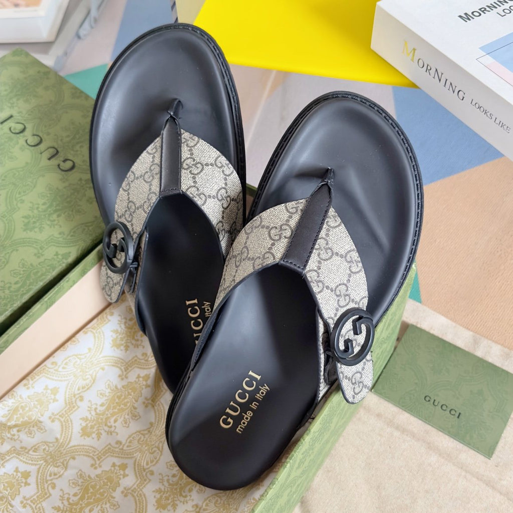 Gucci Monogram Thong Sandals — front