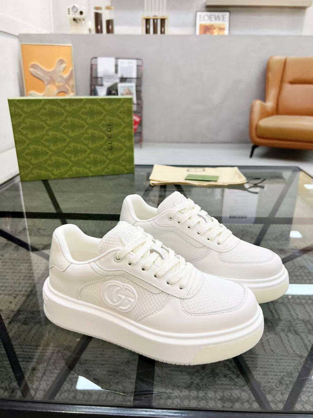 Gucci White Low-Top Sneakers — front