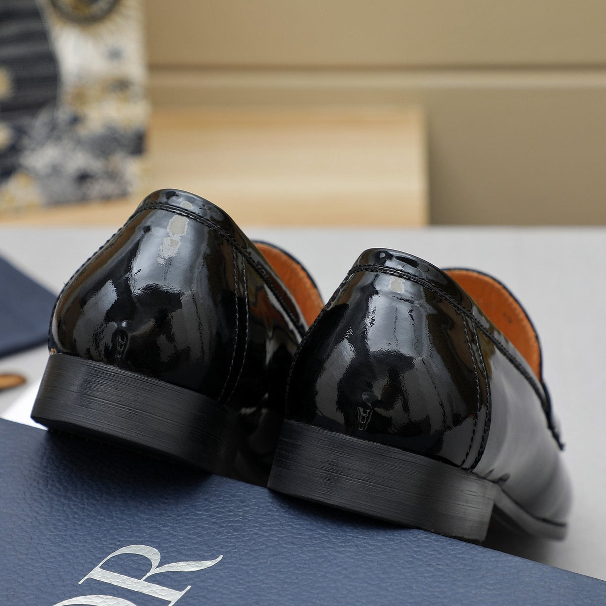Dior Black Glossy Slip-On Loafers — back