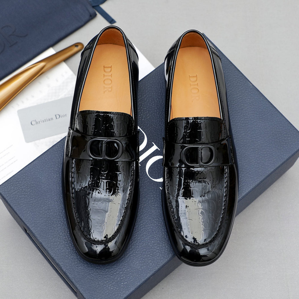 Dior Black Glossy Slip-On Loafers — hero