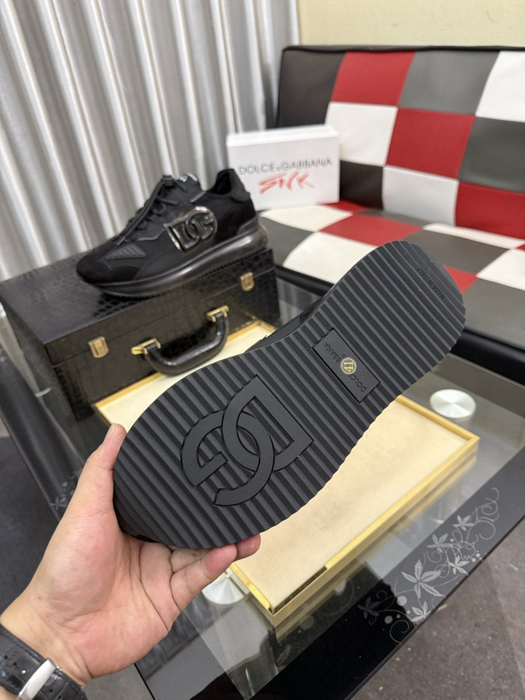 Dolce & Gabbana Black Paneled Sneakers — side