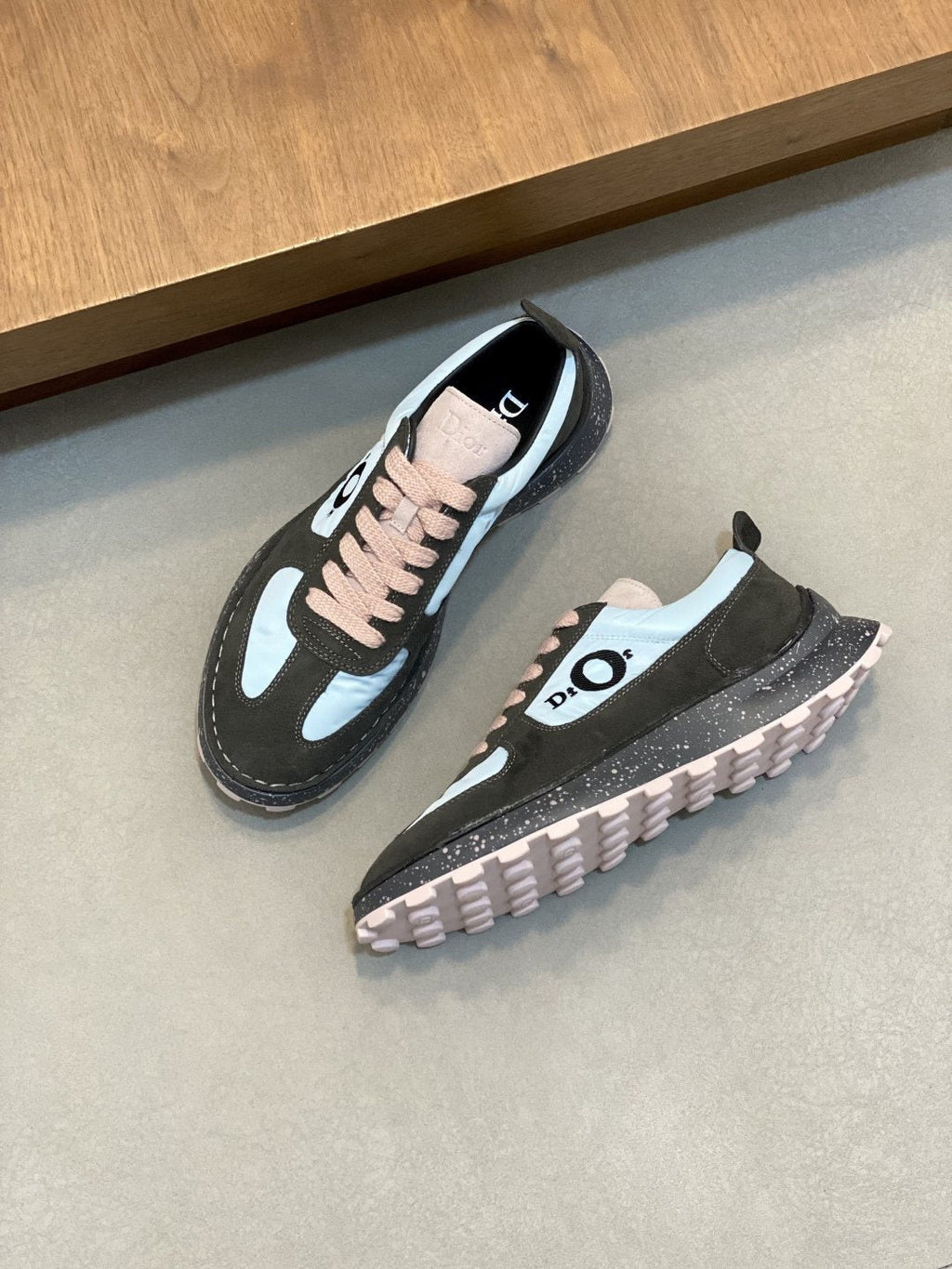 Dior Black and Blue Panel Sneakers — front