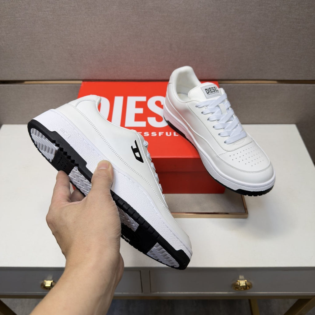 DIESEL White and Black Low-Top Sneakers — model