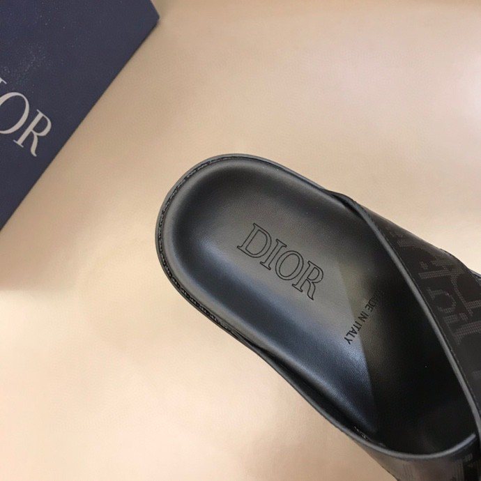 Dior Black Crisscross Slide Sandals — label