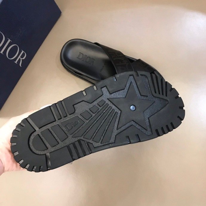 Dior Black Crisscross Slide Sandals — detail