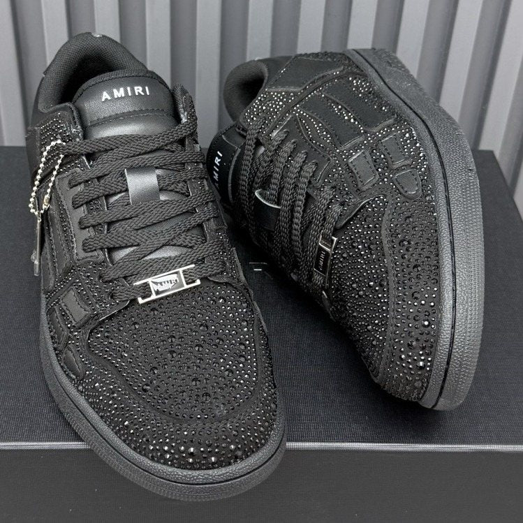 AMIRI Black Embellished Low-Top Sneakers — hero