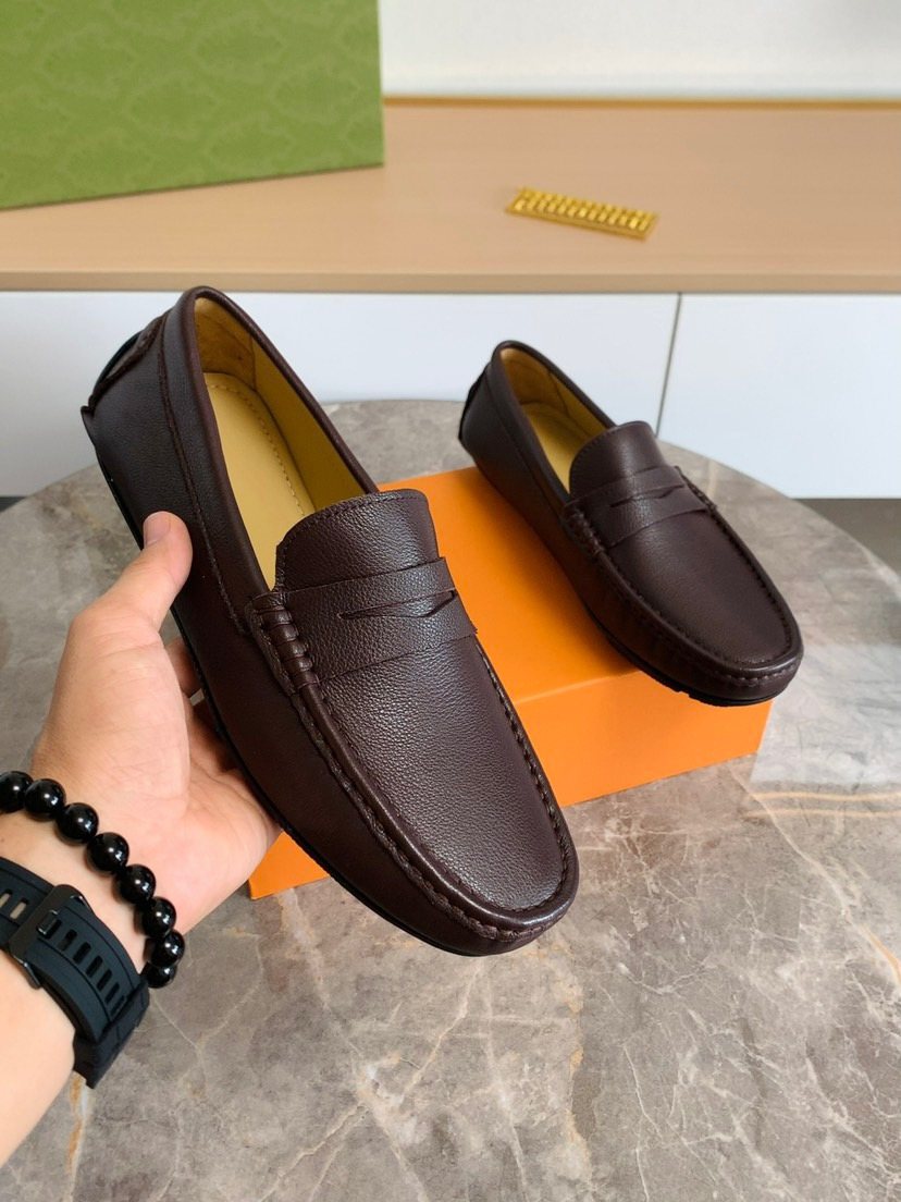 Brown Moc-Toe Slip-On Loafers — model