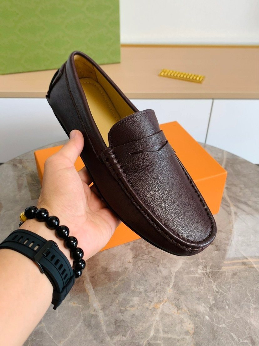 Brown Moc-Toe Slip-On Loafers — side